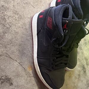 Jordan Men's Black Sneakers with Red Highlights